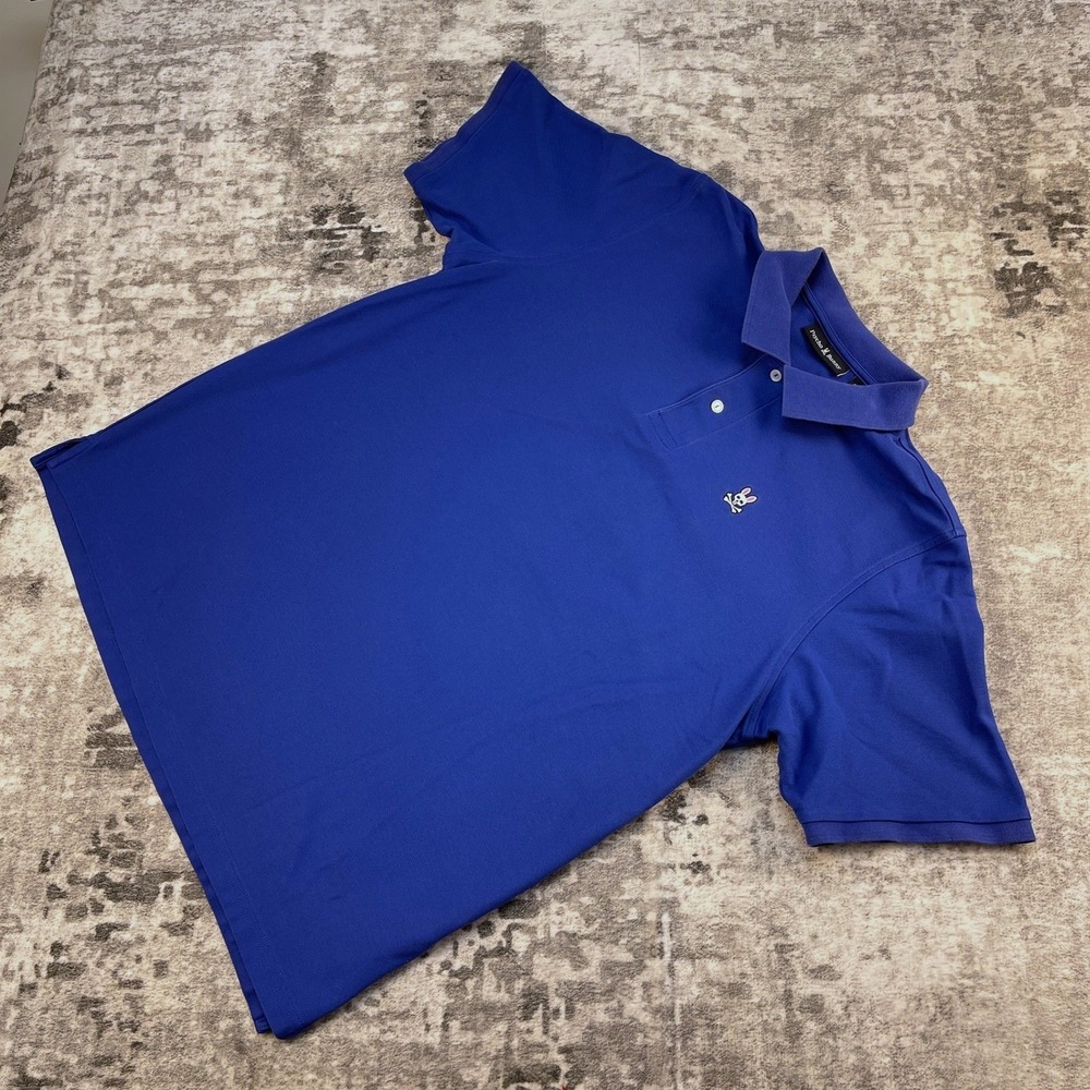 Psycho Bunny Men 8 Blue Pima Cotton Polo Shirt 3XL Old Money Aesthetic Luxury